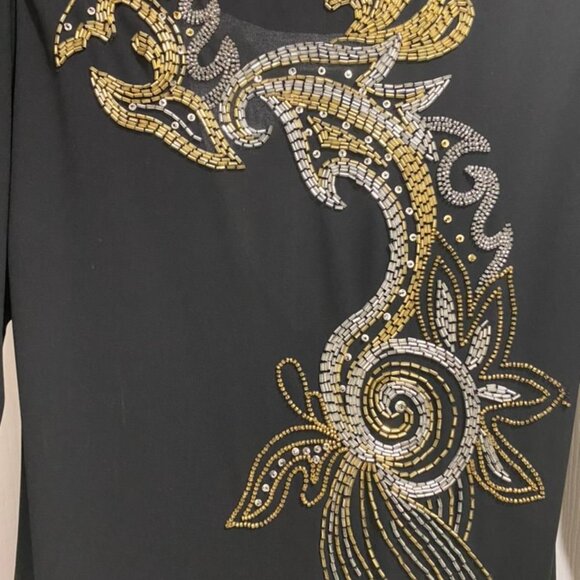 Vintage Ricki Lang for Nuit Size 6 Midi Cocktail Dress with Intricate Beadwork - Picture 2 of 5